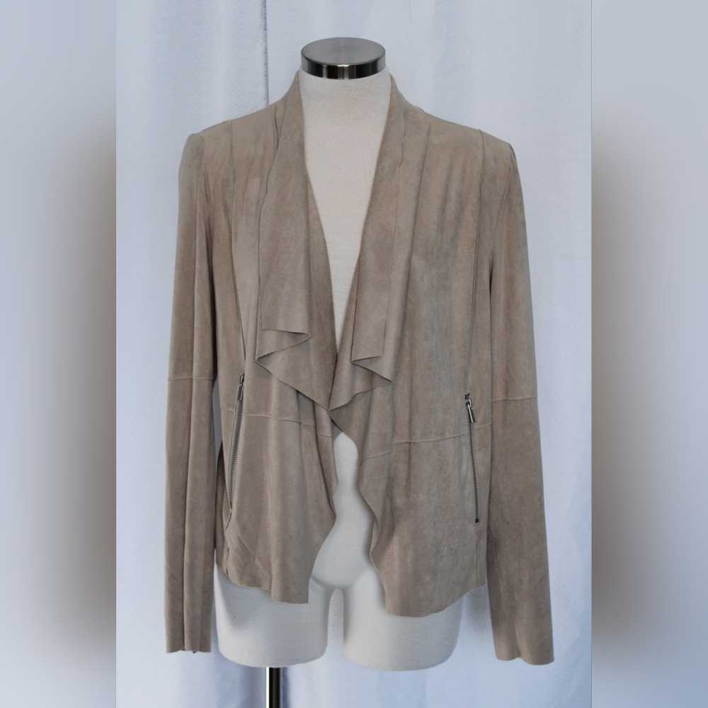 Bagatelle NY Cream Faux Suede Drape Front Jacket (M)